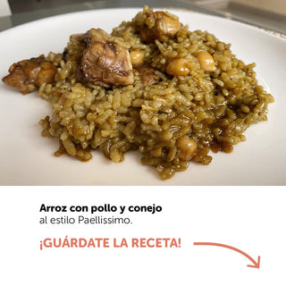 ARROZ CON POLLO Y CONEJO con Caldo de Pollo y Verduras Paellíssimo - Paellissimo