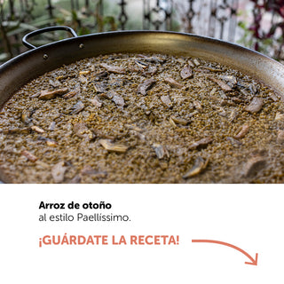 Arroz con caldo concentrado de Paellíssimo, secreto ibérico, alcachofas y ajos tiernos